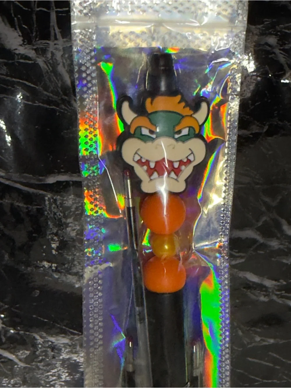Bowser from Mario Bros Focal Bead Pen Black & Blue Ink